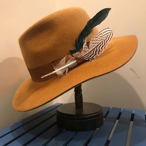 100% wool, mustard fedora